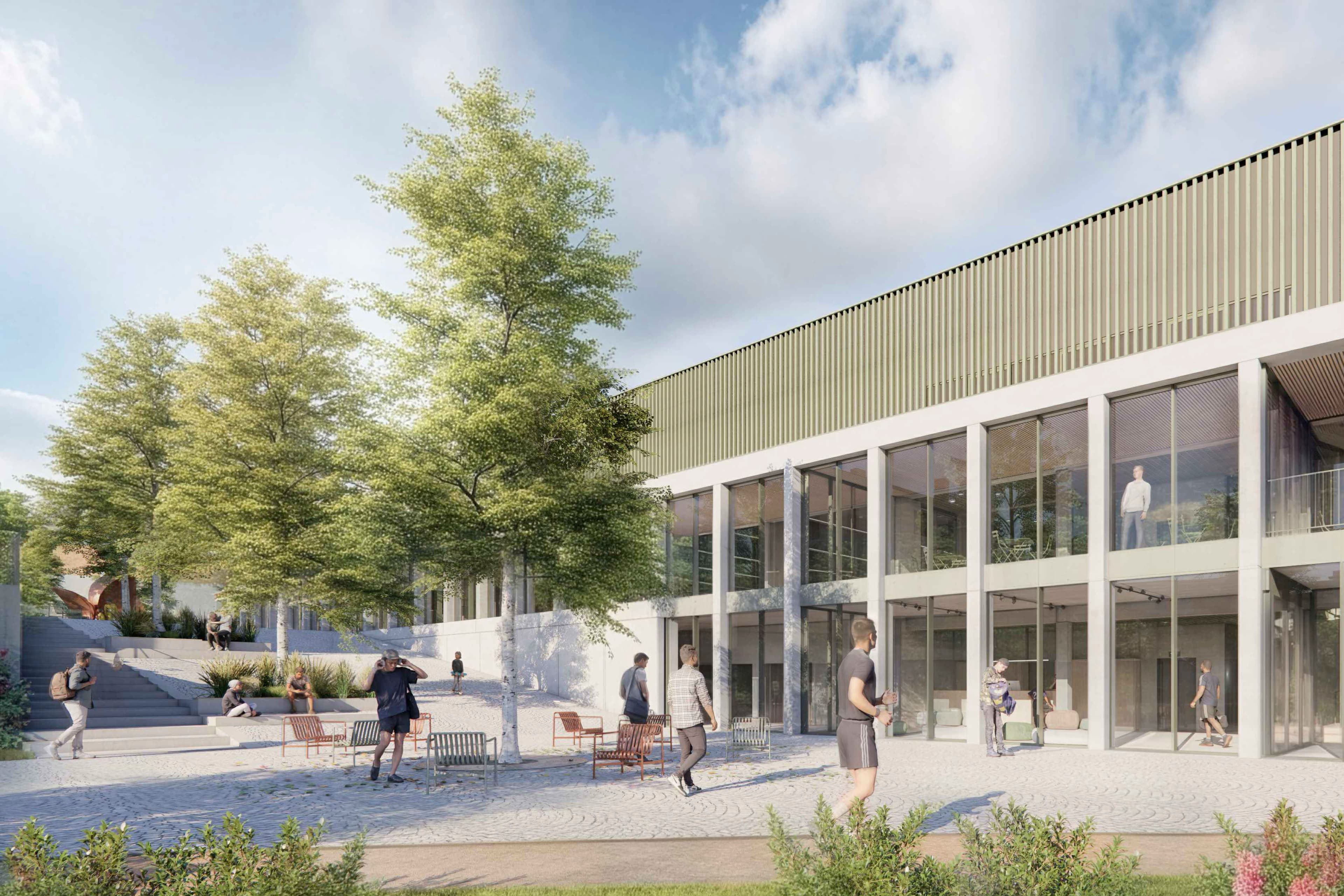 Západní strana haly obrácená k hradnímu kopci